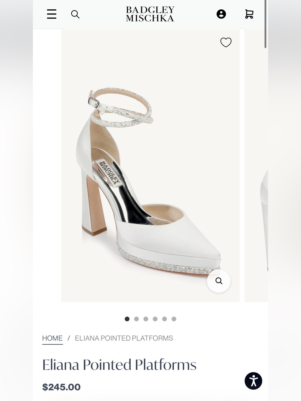 Badgley Mischka White Platform Pump with Glitter Ankle Strap